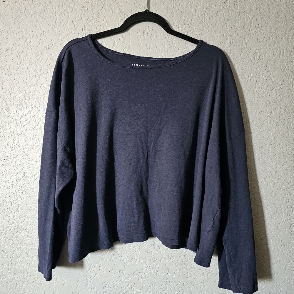 EILEEN FISHER Top XXL Jersey Tunic Round Neck Long Sleeve Purple